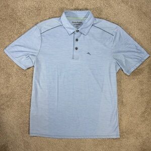 Tommy Bahama Island Zone Polo Shirt Men’s Sz Medium Golf Performance Travel Blue
